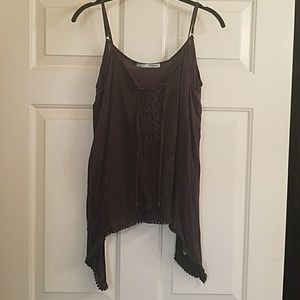 Shark bite tank with lace up front and lace detail
